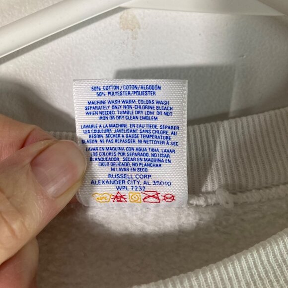 Vintage Jerzees ELW Sweatshirt White Red Blue Yellow Green M Flaw - Picture 9 of 11